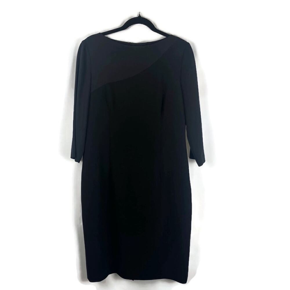 KAY UNGER Wool/Silk 3/4 Sleeve Sheath Quality Tailoring Event Dress Black Sz 12